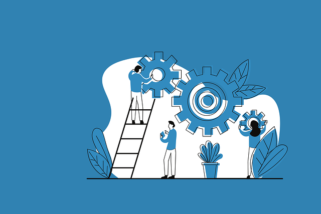 problem solving metaphor with people and gears