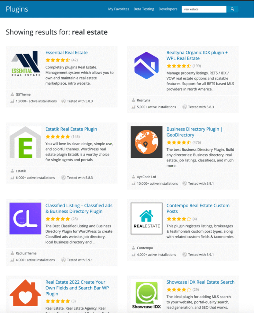 WordPress Plugin Search for Real Estate