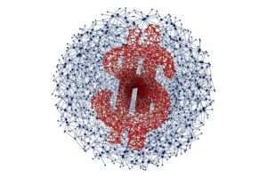 dollar sign on circular network representing monetization