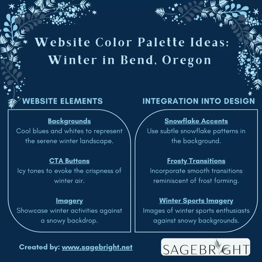website color palette – winter in Bend